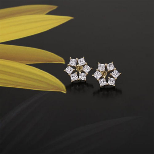 18K Gold Plated Snowflake Stud Silver Earrings