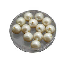 Glass Pearl Beads With Plastic - 18 Mm White Color, Single Color Round Beads With 2.5 Mm Regular Hole | Unisex, 110 Grams Per Unit, Ideal For All Ages