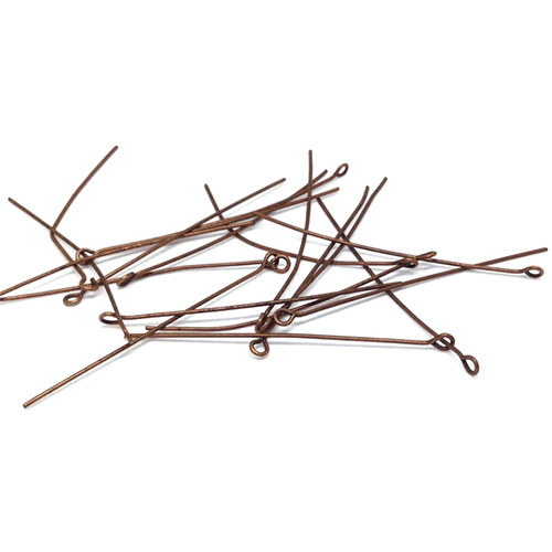 Iron Eye Pins 50x0.7mm Antique Copper Color