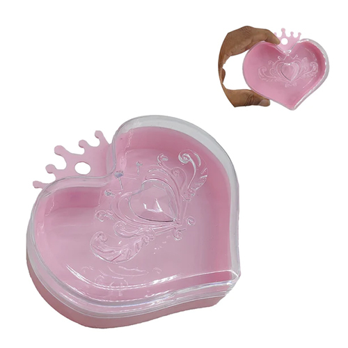Plastic Gift Box 10x10x3 CM Heart Crown Pink (Sold as 1 piece)