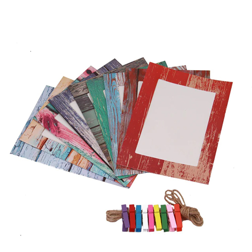 Vintage Paper Photo Frames With Thread and Clips