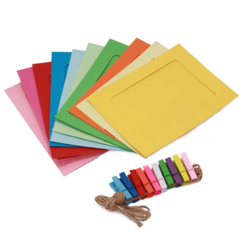 Paper Photo Frames With Thread and Clips