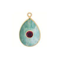 Amazonite Gemstone Oval Gold Vermeil Double Stone Bezel Set Charm