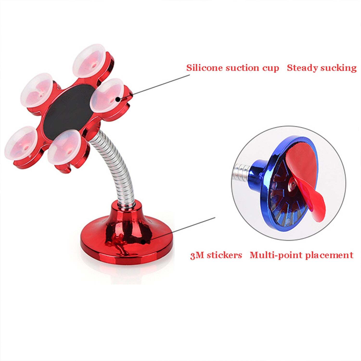 360 ROTATABLE FLOWER SHAPE CELLPHONE HOLDER CAR AND MOUNT SUCKER STAND (MULTICOLORED WITH BOX) (0637)