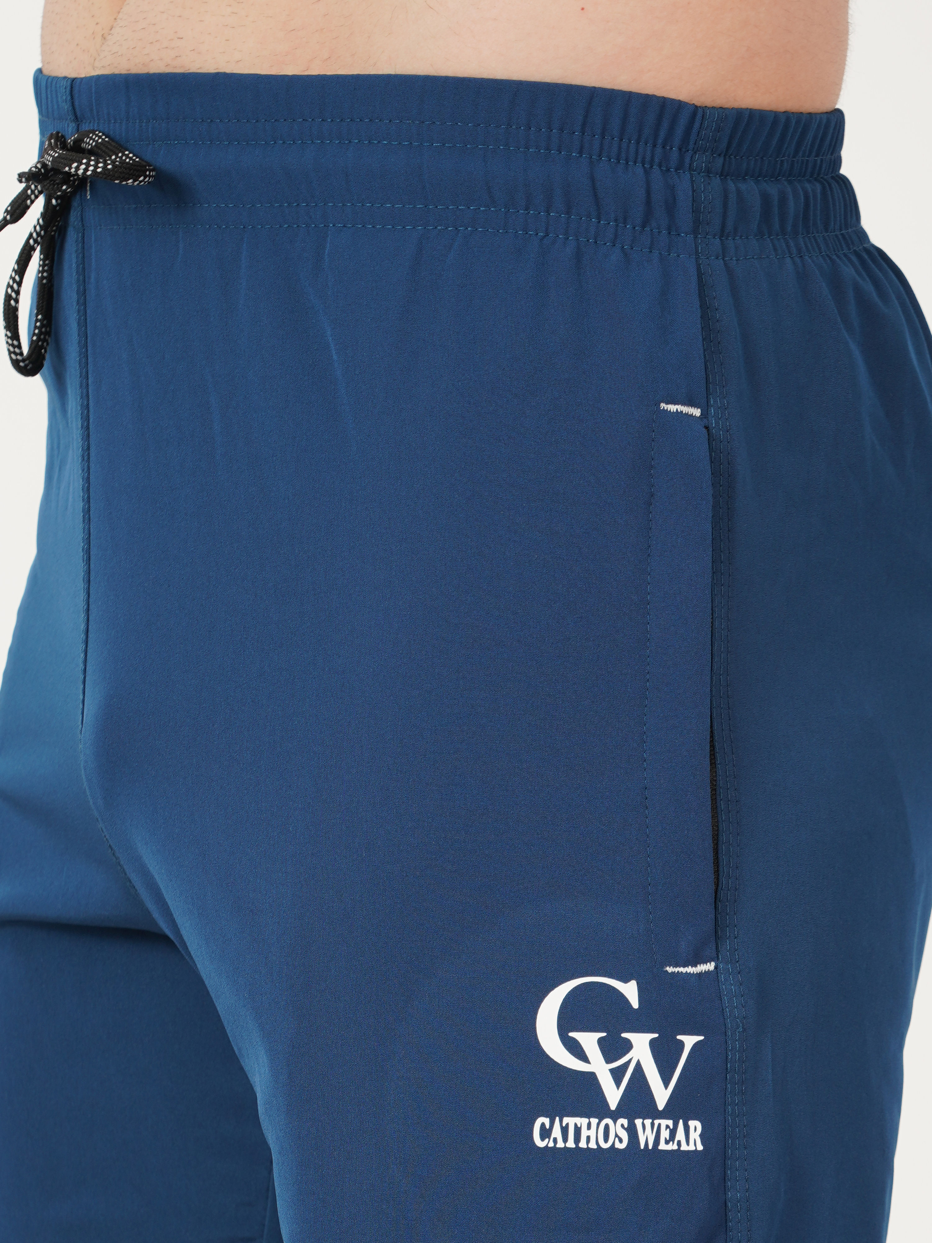 Blue Trackpants Four Pocket With Rib