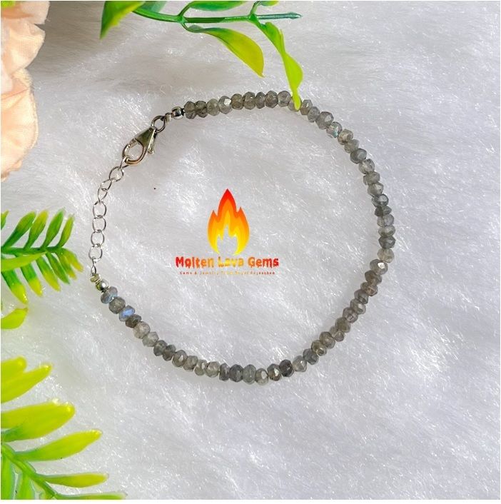 Labradorite  925 Sterling Silver Bead  Bracelet