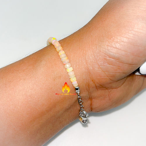 Round Opal 925 Sterling Silver Bead Bracelet