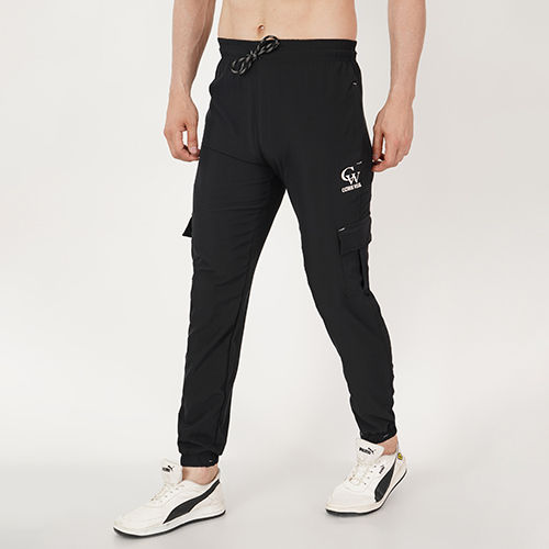 Black Trackpants Four Pocket with Rib