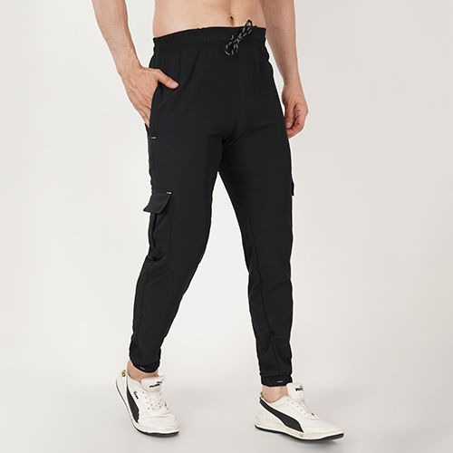 Black Trackpants Four Pocket with Rib