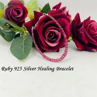 Ruby  925 Sterling Silver Bead  Bracelet