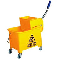 Single Mop Wringer Trolley - High-quality Plastic, Eco-friendly Bright Yellow Design | Durable, Compact, Ideal For Industrial, Commercial & Domestic Cleaning
