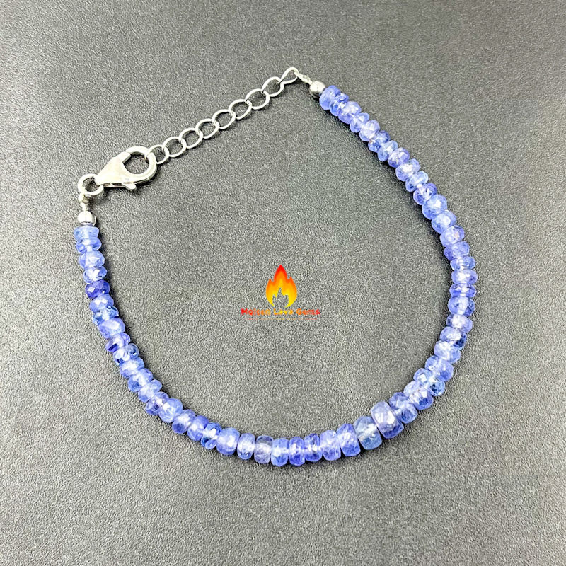 Tanzanite 925 Sterling Silver Bead  Bracelet