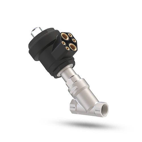 PNEUMATICALLY CONTROLLED Y TYPE  VALVE WITH PLASTIC ACTUATOR (ANGLE SEATED)
