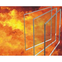 Fire Rated Clear Glass - 200 X 300 Mm X 6 Mm | Glass Material, Silver Color, Stainless Steel Frame, Powder Coated Finish