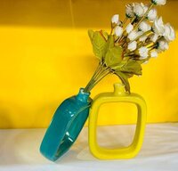 Ceramic Vases - 8 Inch Height, Elegant White Texture , Versatile Design For Home, Office, And Event Dã©cor With Wooden Holder