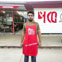 Red Kitchen Apron - Cotton, Free Size, Red Color, One Pocket | High Quality Fabric, Machine Washable, Suitable for Hotel Use