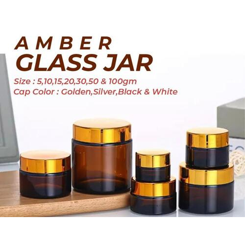 Brown Customized Amber Glass Jar With Multi-Color Caps