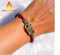 Mahakal Bracelet Leather Cord German Silver Bead  Bracelet