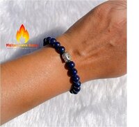 Round Blue Quartz Charm Buddha Bead Stretchy Bracelet