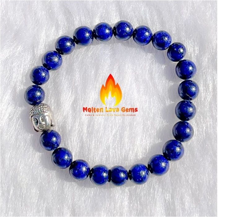 Blue Quartz Charm Buddha Bead Stretchy Bracelet