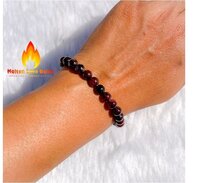 Red Garnet Bead Stretchy Bracelet - Round Shape, Free Size, Deep Red Color | Handmade Gemstone Fashion Jewelry For Healing And Chakra Energizing