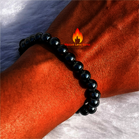 Round Black Hematite Bead Stretchy  Bracelet