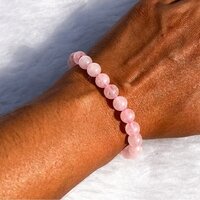 Round Rose Quartz  Bead Stretchy  Bracelet