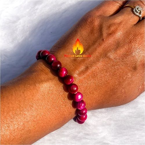 Pink Tiger Eye Bead Stretchy  Bracelet