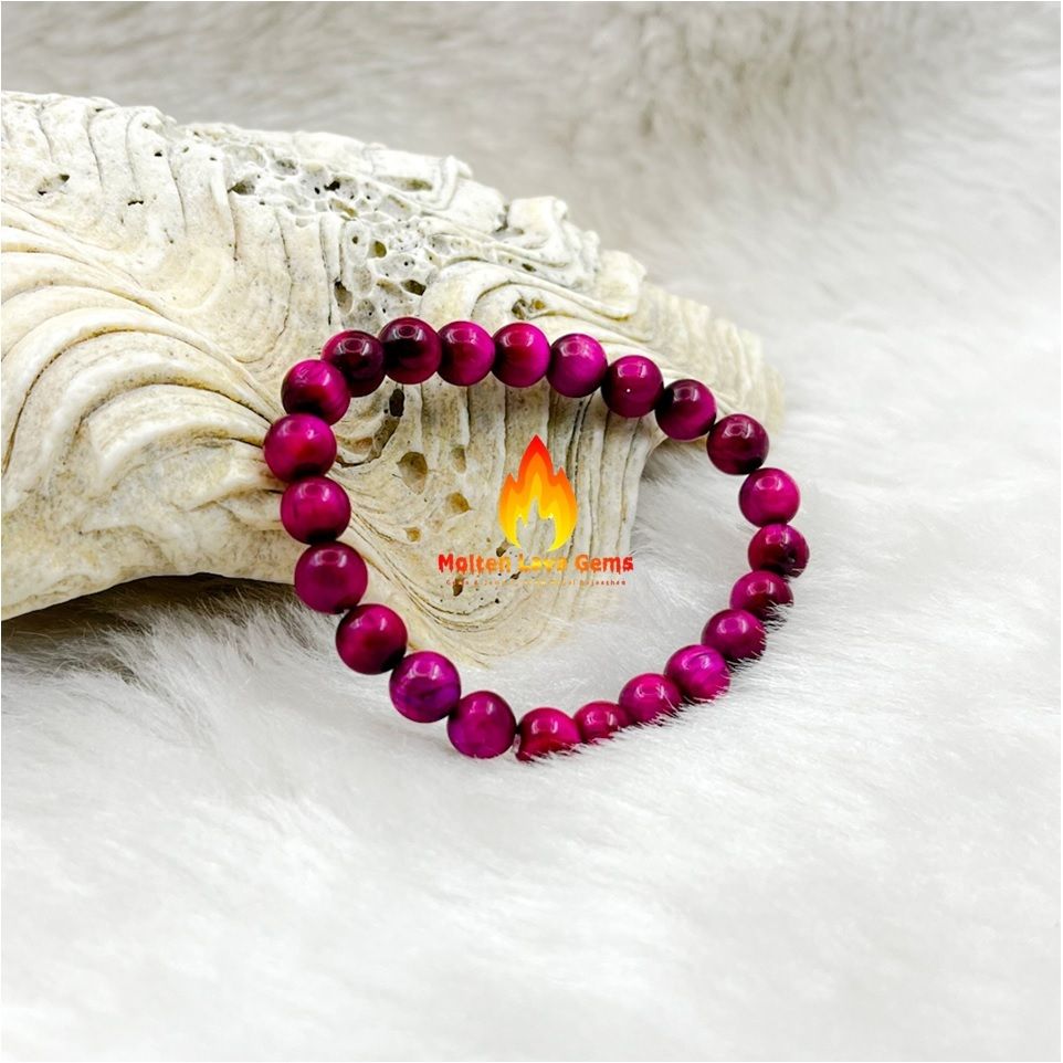 Pink Tiger Eye Bead Stretchy  Bracelet