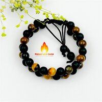 Tiger Eye Black Obsidian Bead Stretchy  Bracelet