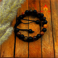 Tiger Eye Black Obsidian Bead Stretchy  Bracelet