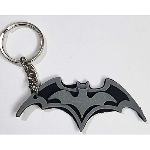 Bat Man Key Chain - High-quality Rubber, Antique Plated Grey | Lightweight, Classic Logo, Perfect For Everyday Use And Unique Decoration