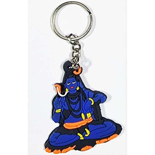 Shivji Rubber Key Chain - Rubber Material, Modern Arts Style, Antique Plating | Blue Color, Decorative Gift Theme