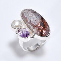 925 Sterling Silver Ring Size US 6 Eudialyte Garnet Gemstone Ring Girl Fashion Rings Supplier