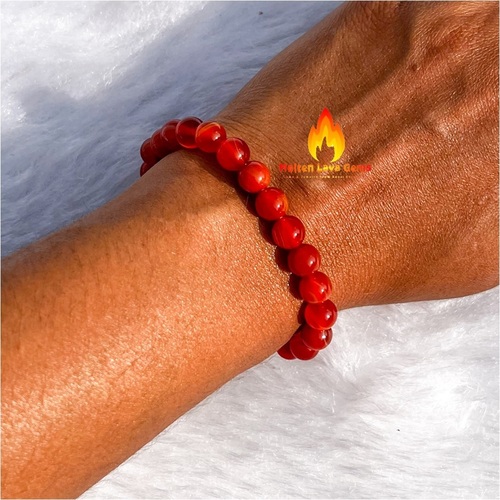 Carnelian Bead Stretchy  Bracelet