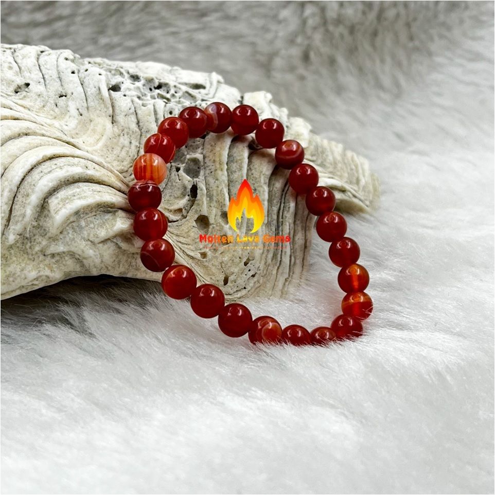 Carnelian Bead Stretchy  Bracelet