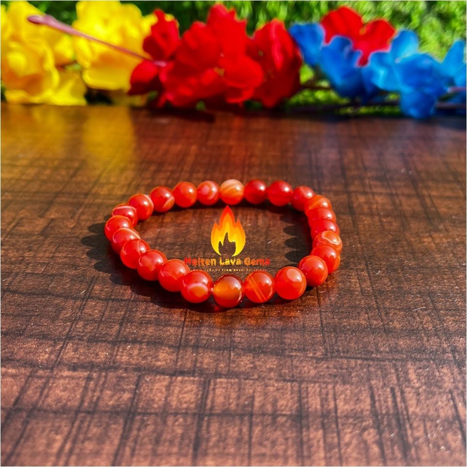 Carnelian Bead Stretchy  Bracelet