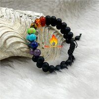 Seven Chakra Bracelet with Lava Beads Stretchy  Bracelet