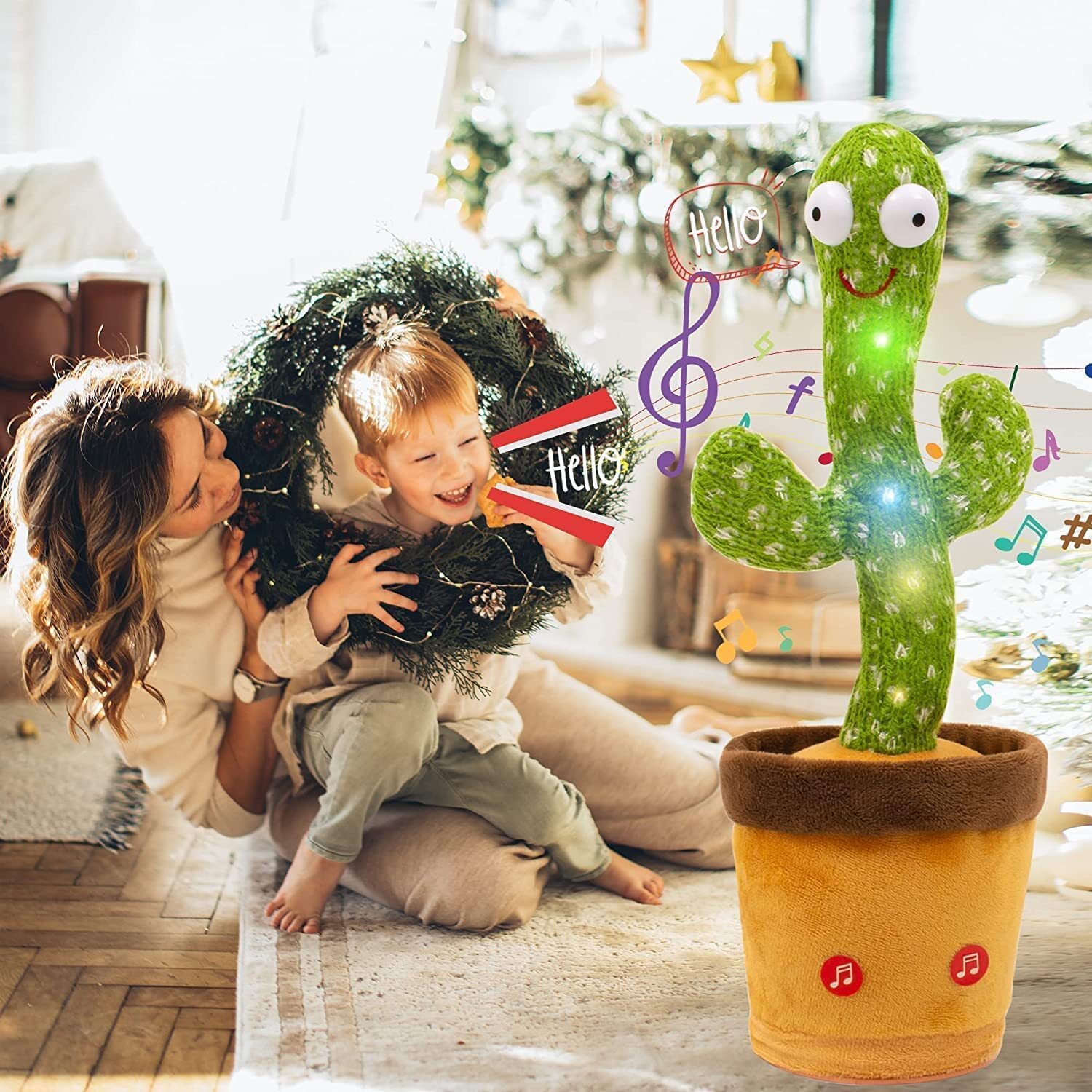 Dancing Cactus Talking Toy Cactus Plush Rechargeable Toy Wriggle and  Singing Recording Repeat What You Say Funny Education Toys for Babies Children Playing Home Decorate