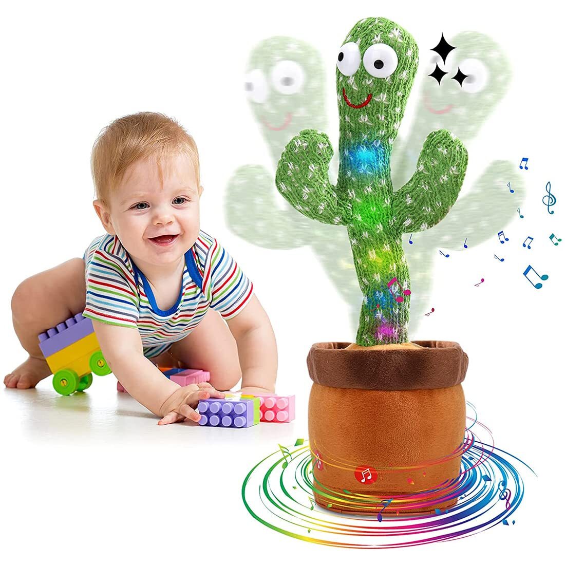 Dancing Cactus Talking Toy Cactus Plush Rechargeable Toy Wriggle and  Singing Recording Repeat What You Say Funny Education Toys for Babies Children Playing Home Decorate