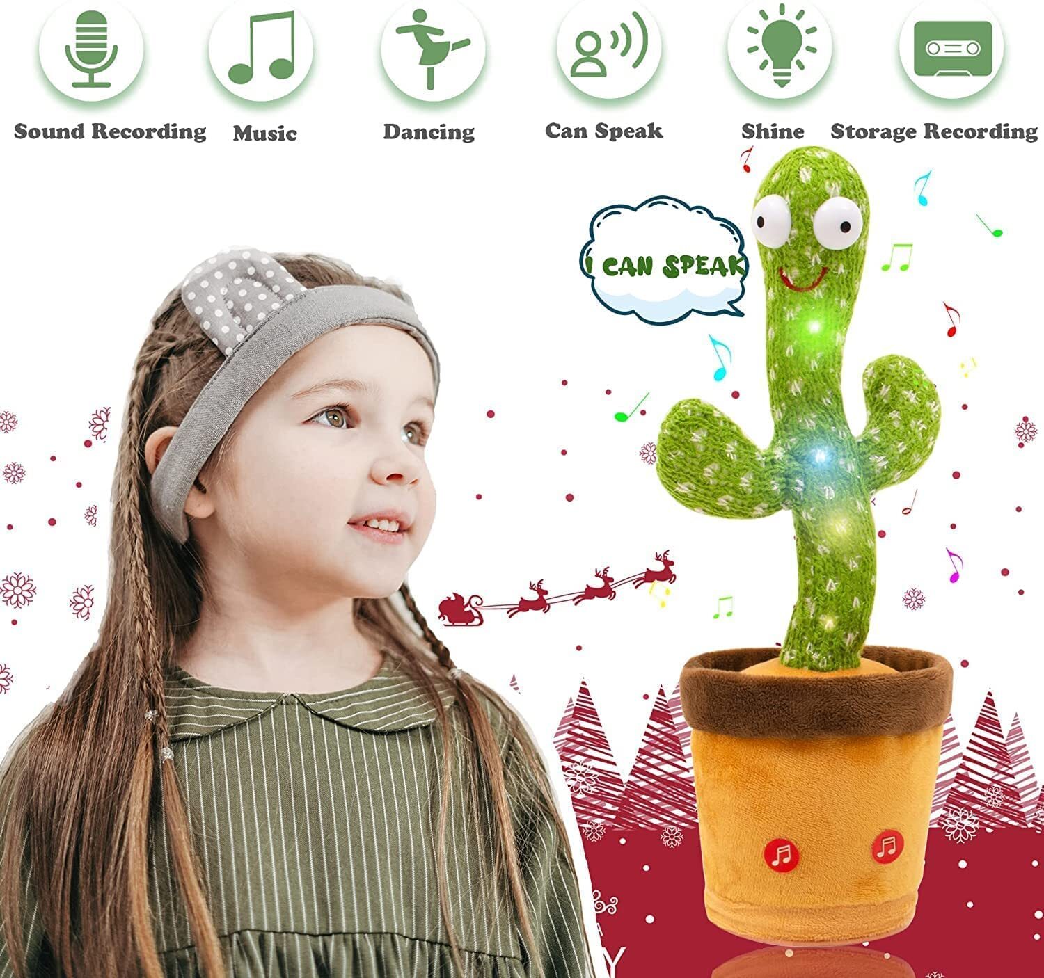 Dancing Cactus Talking Toy Cactus Plush Rechargeable Toy Wriggle and  Singing Recording Repeat What You Say Funny Education Toys for Babies Children Playing Home Decorate