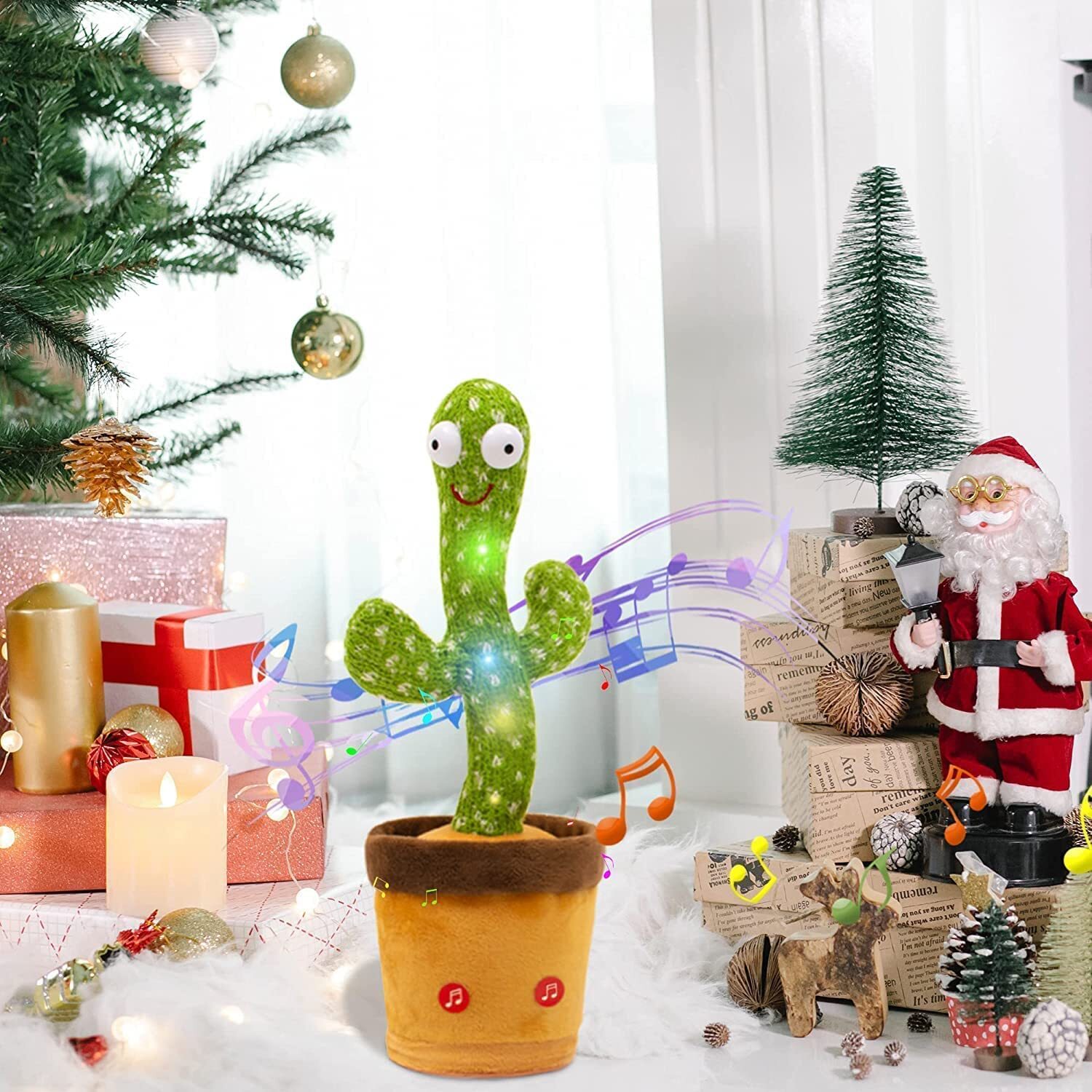 Dancing Cactus Talking Toy Cactus Plush Rechargeable Toy Wriggle and  Singing Recording Repeat What You Say Funny Education Toys for Babies Children Playing Home Decorate