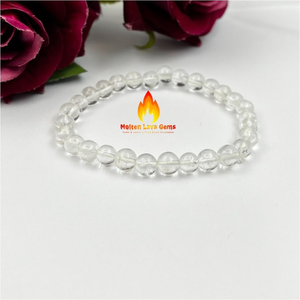 Clear Quartz Bead Stretchy Bracelet