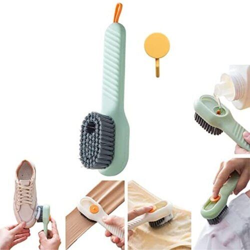 PVC Multicolor SHOES CLEANING BRUSH with Long Handle and Hang Hole, Size:  Medium