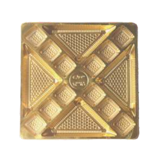 4 Plus 12 Cavity Big Square Dry Fruit Box - Color: Golden