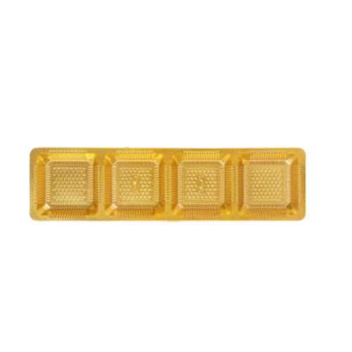 4 Cavity Long Dry Fruit Box - Color: Golden