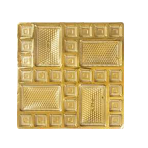 4 Plus 25 Cavity Swastik Dry Fruit Box - Color: Golden