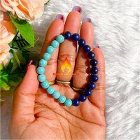 Firoza With Lapis Bead Stretchy Bracelet