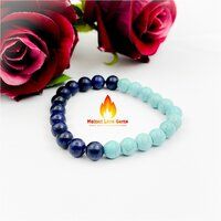 Firoza With Lapis Bead Stretchy Bracelet