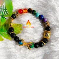 7 Chakra Pyramid Charm Bead Stretchy  Bracelet